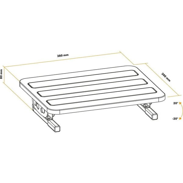 Fotstöd - ALZAERGO - FR120 - Plast och metall - Halkfri - 8x38x30 cm