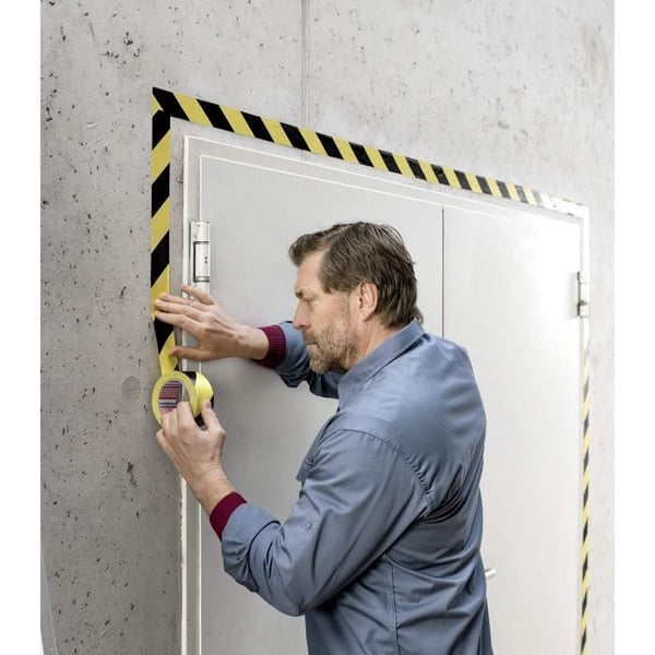 Självhäftande signaltejp - TESA - 66 m x 50 mm - Röd och vit