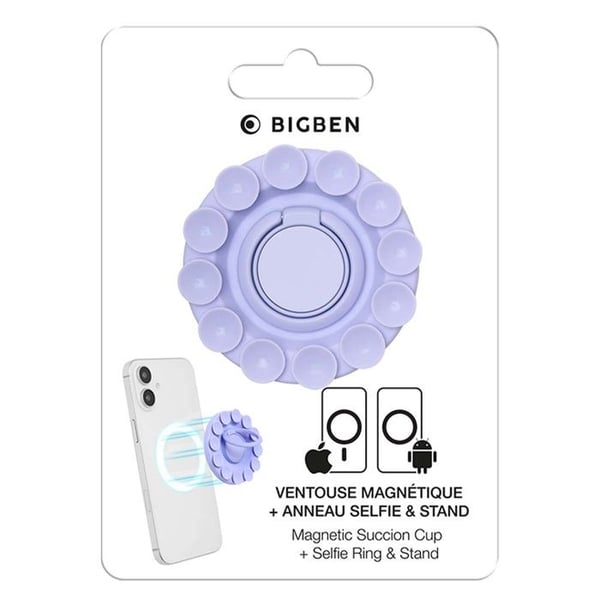 Stöd Bague - BIGBEN CONNECTED - Kompatibel med MagSafe - Sugkopp - Ställring - Lila