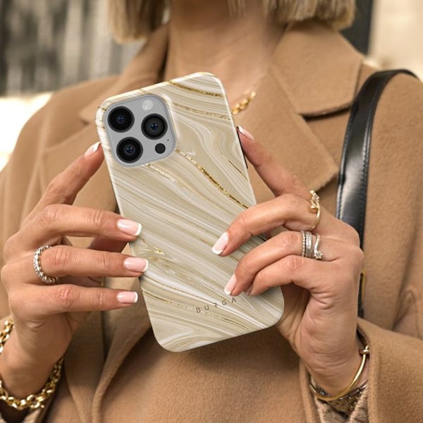 Elegant skal för iPhone 14 Pro Full Glam Burga Guld