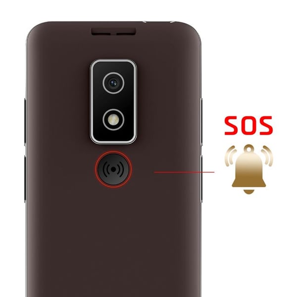 Telefon Senior med minnesknappar, autonomi 18 dagar, laddningsstation myPhone, Brun