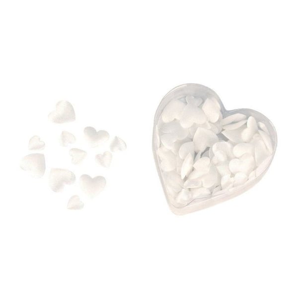 Miniatyrer satin - tyg: Hjärta, vadderad, vit, 2 storlekar, 13+20mm, bubbelhjärta - PVC 100 st