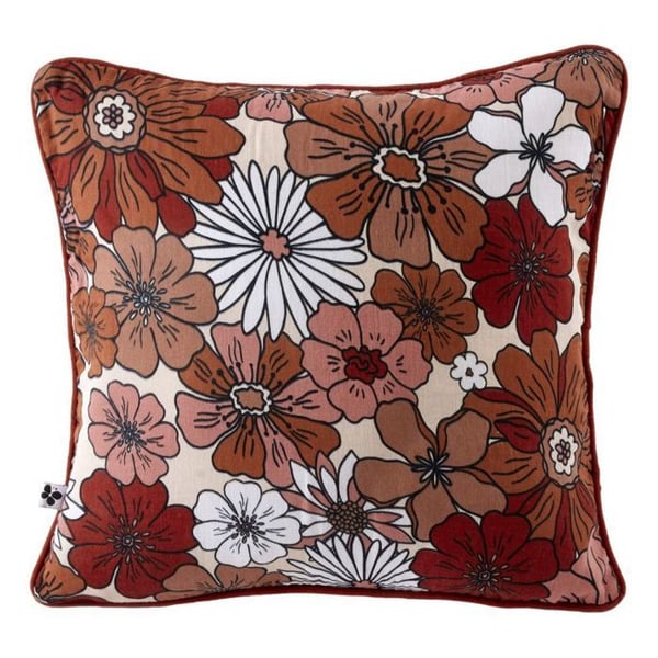 Avtagbar vändbar kudde "Anna / Flora" alla mått Gaze av tryckt bomull - Anna Terracotta - Kuddeöverdrag 45 x 45