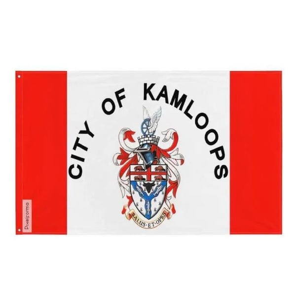 Kamloops Flagga – 90 x 150 cm – Slitstark Polyester – 2 Metallöglor – Inomhus / Utomhus – Pixelforma