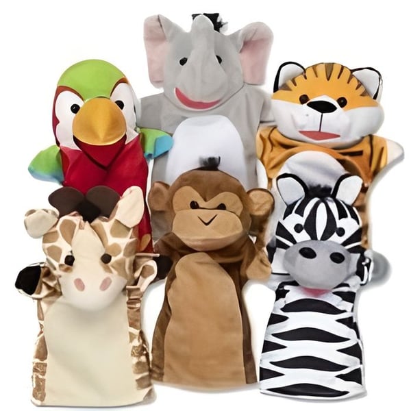 Handdockor för vilda djur - MELISSA & DOUG - Mjuk plysch - För barn från 2 år och uppåt