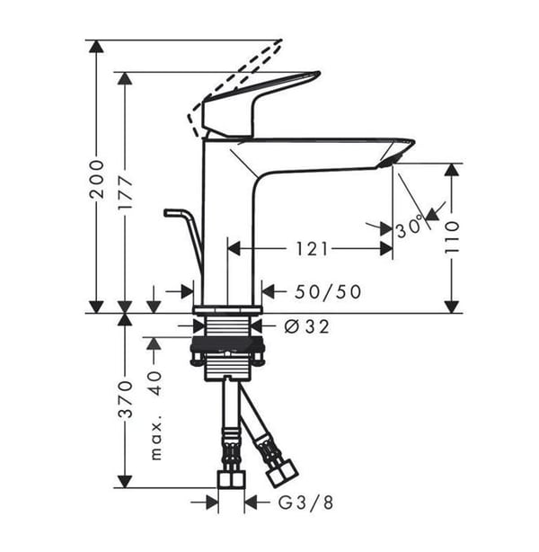 Handfatblandare - HANSGROHE - Logis - Matt svart - EcoSmart - 5 l/min