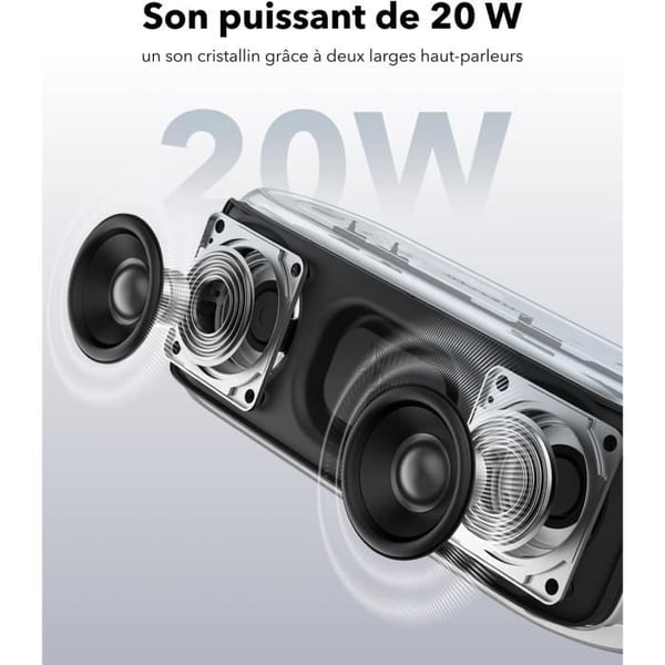 Bärbar Bluetooth-högtalare - Soundcore - Select 2S - Stereo-ljud 20W - Batteritid 16h - Vattentålig IPX7