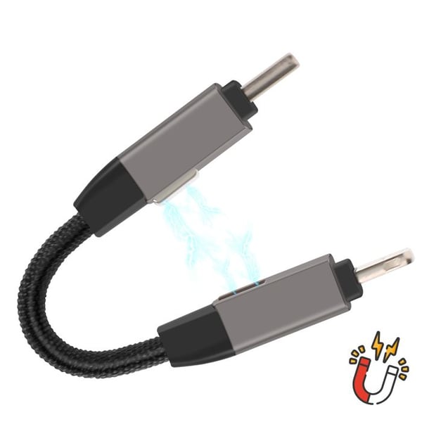Magnetkabel - SWISSTEN - Lightning/USB-C - 27W Snabb Laddning - 9.7cm Kompakt - Grå