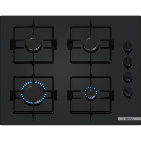 Gasköksplatta - BOSCH Serie 2 - 4 brännare - 52 x 59 x 5,4 cm - POP6B6K30 - Svart