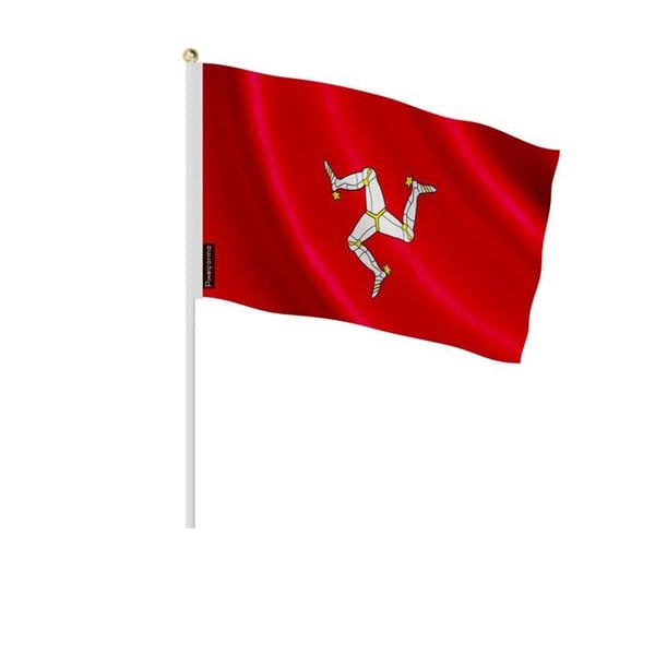 Mini-flaggor – Isle of Man – 14 x 21 cm – Att Hålla i Hand – Polyester - 100 stycken – Pixelforma