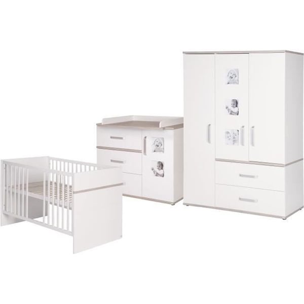 Möbelset för baby ROBA Moritz - Säng 70x140 + Skötbord + Garderob - Vit