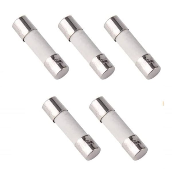 Keramisk sikring - Pakke med 5 stykk - 5mm x 20mm - Rask fusjon - 250V - 4A