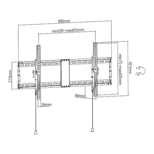 Understøttelsesvæg til TV - GEMBIRD - WM-90T-01 - Neutralt - 43"-90" - Maks. 70 kg
