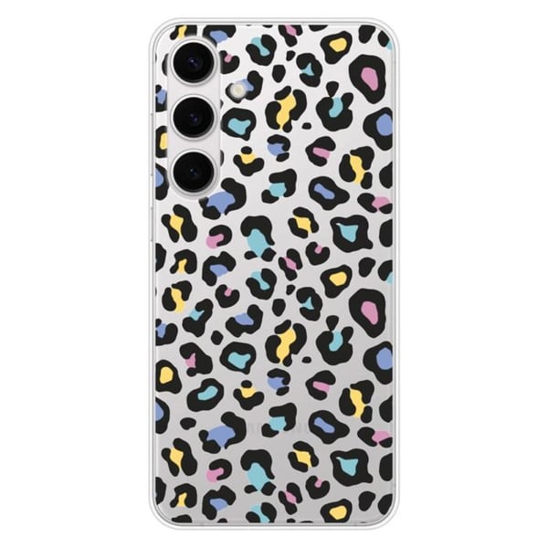 Tryckt silikonfodral som är kompatibelt med Samsung Galaxy S24 FE Färgglad leopard