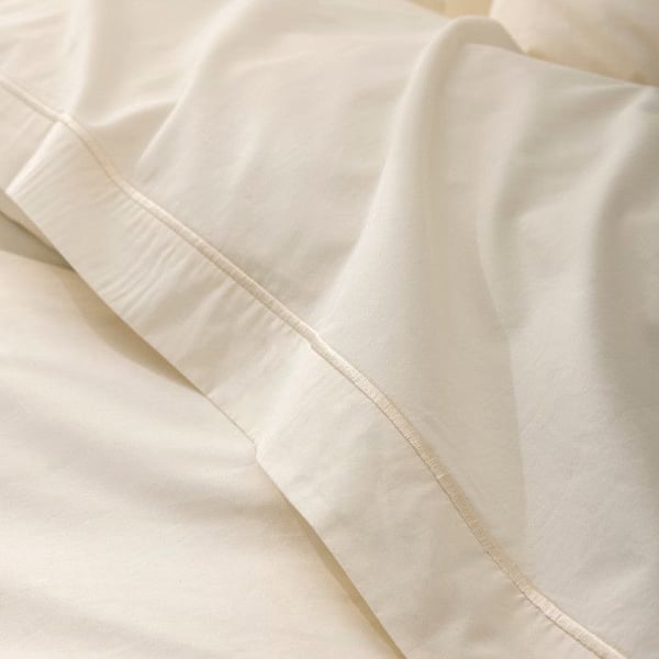 Kammad bomull percal plattlakan "Julian" alla storlekar Pure Cotton - Julian Ivory - 240 x 300 cm för dubbelsäng