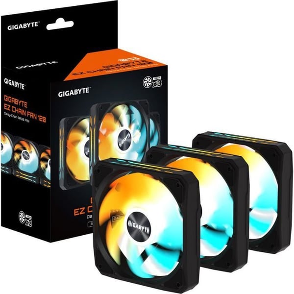 Kylning - ventilation - vattenkylning Gigabyte fläkt EZ CHAIN, 3-pack fläktar, 3 x 120 mm, svart