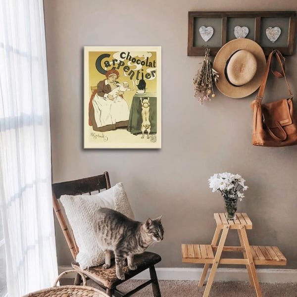 Legendarte - Vintage konstnärlig affisch Chocolat Carpentier - Målning, tryck på duk cm. 50x70