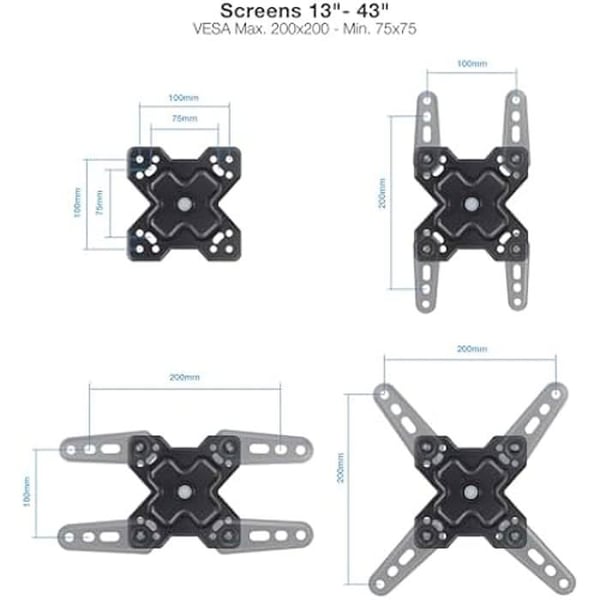 Stödvägg - TOOQ - LP1345TN-B - Reglerbar - Rotativ - 20 kg max