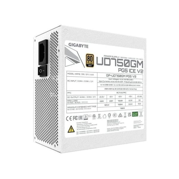 GIGABYTE 750W 80 PLUS Gold UD750GM PG5 V2 ICE Modular ATX 3.1 Vit