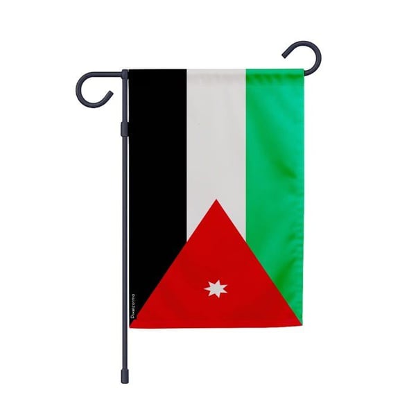 Flagga Trädgård Jordanien – 32 x 47.5 cm – Hållbar Polyester – Vertikalt Format – Utomhus – Pixelforma