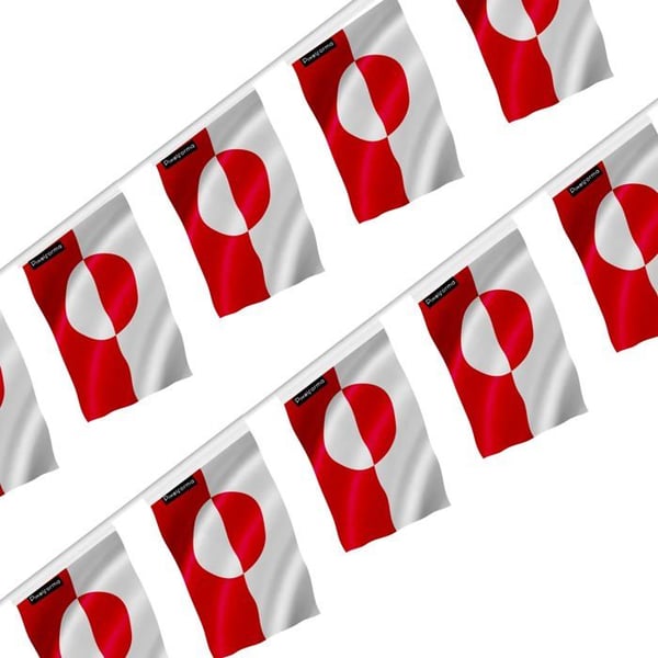 Girlang – Grönlands flagga – 14 x 21 cm – Polyester – Att hänga – 20 stycken