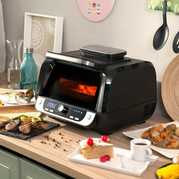 Air Fryer med grill, tillbehör och receptbok InnovaGoods Air Fryer Fryinn 12-i-1 6000 Svart Stål 6 L 3400 W