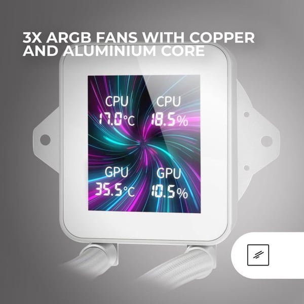 Vätskekylning AIO - MARS GAMING - ML-VISION360 - LCD-skärm 4:3 - 3 ARGB-fläktar - TDP 600W