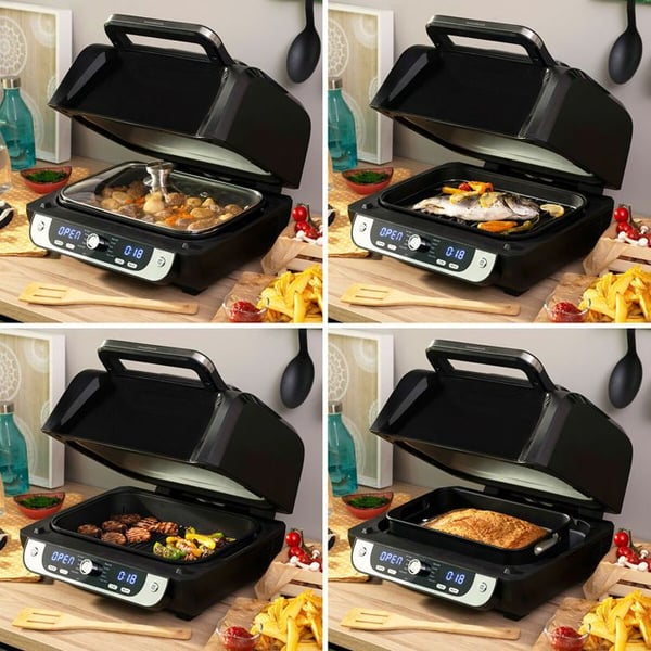 Air Fryer med grill, tillbehör och receptbok InnovaGoods Air Fryer Fryinn 12-i-1 6000 Svart Stål 6 L 3400 W
