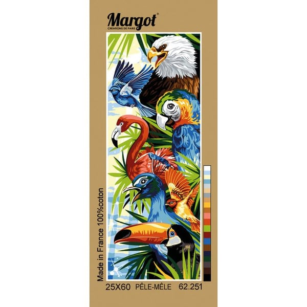 Canevas Pénélope Antik Pêle mêle fåglar 25x60cm