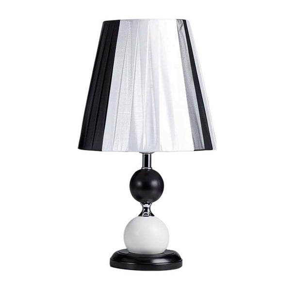 LED Bordslampa E27 med Dimmer och Svart/Vit Textilskärm