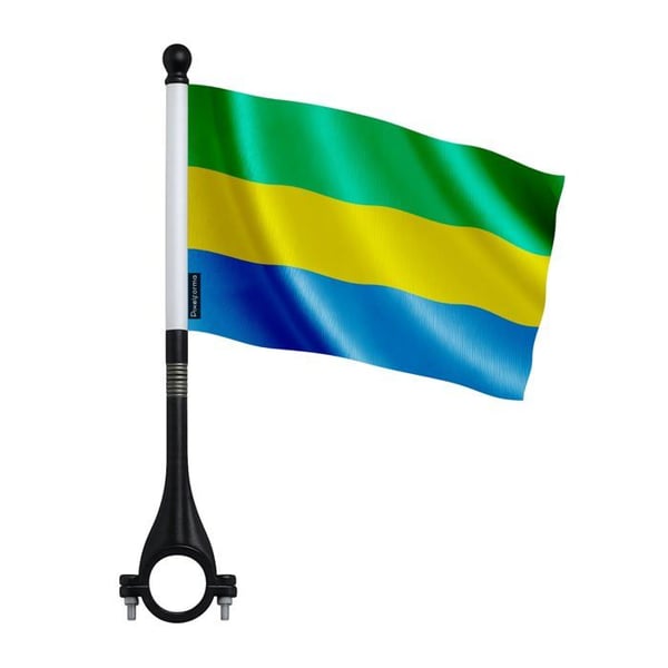 Cykelflagga Gabon i polyester – 14 x 21 cm – Cyklingflagga – 5 delar