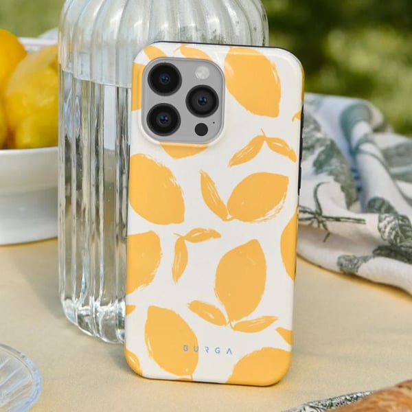 Coque MagSafe för iPhone 14 Pro Elegant Mönster Citronpaj Burga Gul