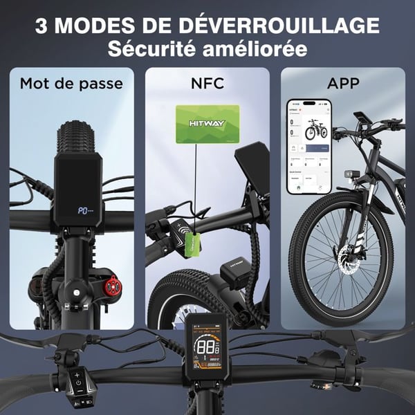 HITWAY Elcykel 29", Aftageligt batteri 48V15,6Ah, 7 gear, Rækkevidde 80-150km, El mountainbike, By E-bike til voksne