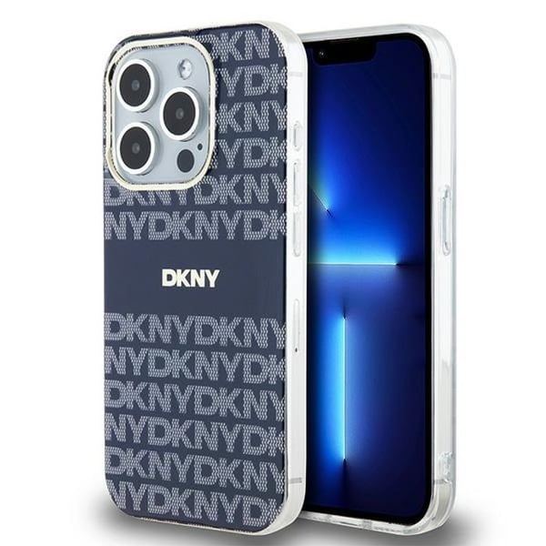 IPhone 15 Pro-fodral - DKNY IML IML Mono & Stripe MagSafe (DKHMP15LHRHSEB) - Blå