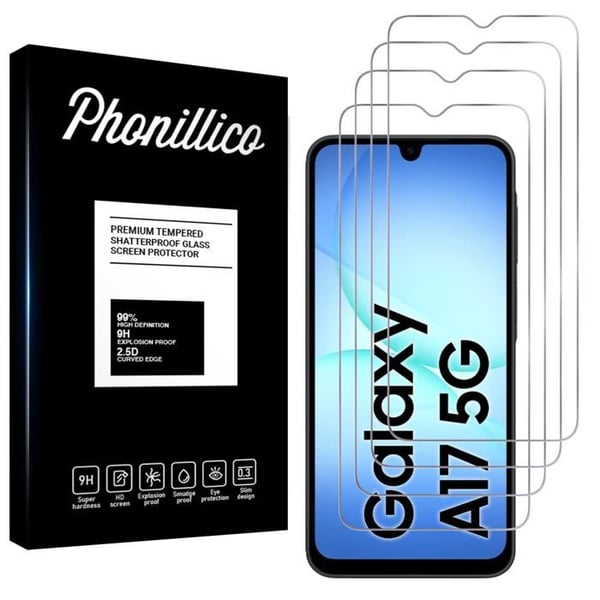 Härdat Glas för Samsung Galaxy A17 5G [Pack 4] Skärmskyddsfilm Phonillico®