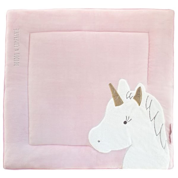Enhörningsmatta - DOUDOU ET COMPAGNIE - Tapidou - Rosa - Blandad - 1 meter x 1 meter