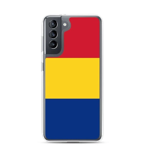 Telefonfodral – Rumänska flaggan – Kompatibel med Samsung Galaxy S21 Plus – Mjukfodral – Stötsäker och resistent – Pixelforma