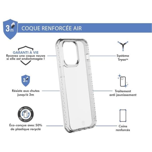 Coque - FORCE CASE - Air iPhone 14 Pro Max - Transparent - 50% återvunnen plast - Flexibel