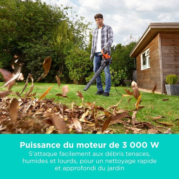 BLACK+DECKER - BEBLV300-QS - 3000 W - 72L laukku - Kaksiputkijärjestelmä johdollinen imuri, puhallin ja murskain