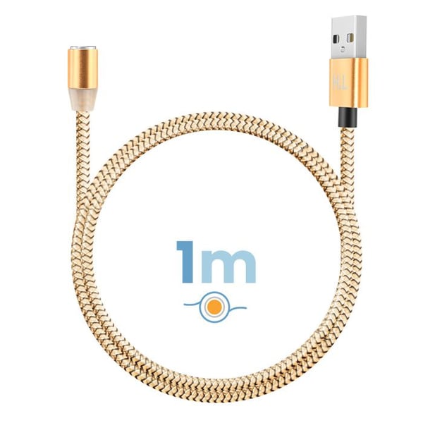 Magnetkabel 3-i-1 USB-C / Lightning / Micro-USB till USB-A 1m Guld