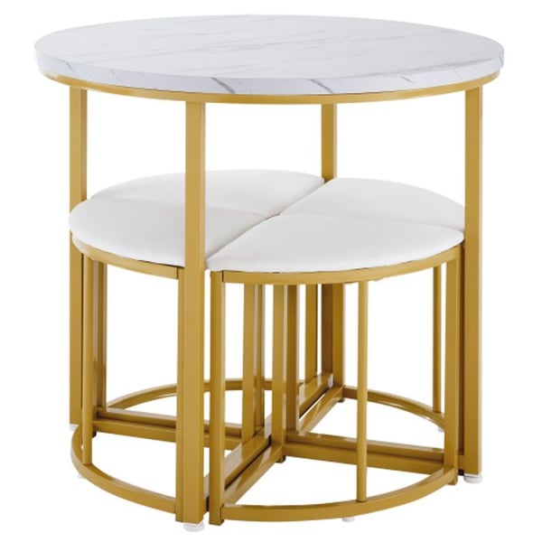 Spisebord - MUVOE - Rund - Guldmalet jern - Velour - 4 pladser