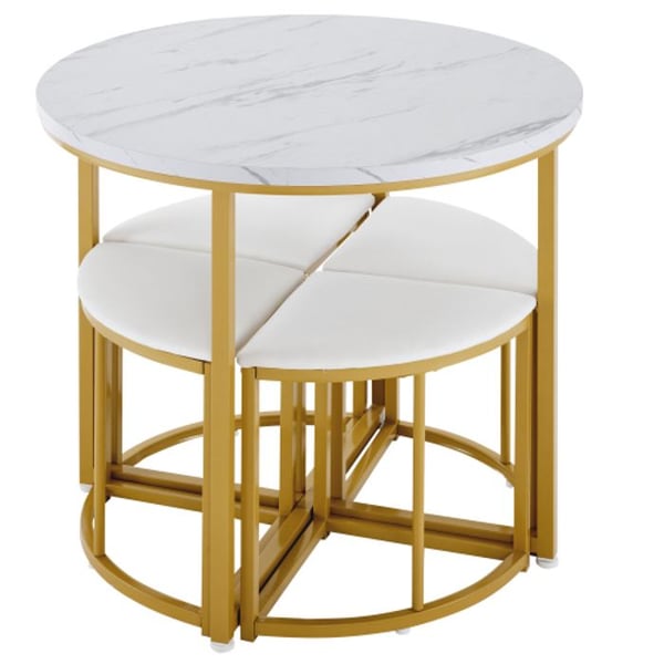 Spisebord - MUVOE - Rund - Guldmalet jern - Velour - 4 pladser