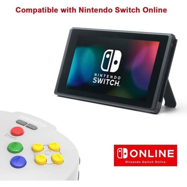 Retro-Bit Tribute 64 2.4GHz Trådløs Controller til Nintendo 64/Switch/PC/Mac Grå