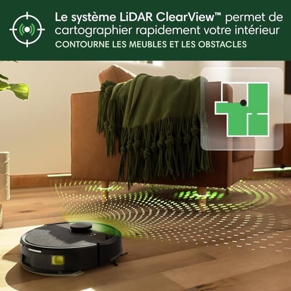 iRobot Roomba 105 Combo+AutoEmpty Dock - Robotstøvsuger og vasker 2i1 - Sugning på 7KPa - LiDAR-navigation