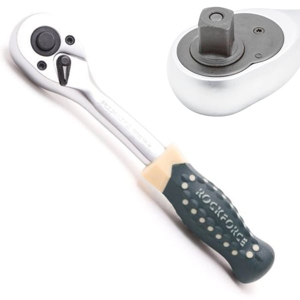 Krumt kläppen - Rockforce - Gummihandtag - 1/4" - 150 mm - 72 tänder - Ergonomisk - Exceptionell precision