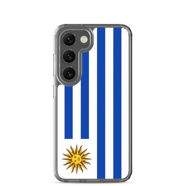 Mobilskal – Uruguayflaggan – Kompatibel med Samsung Galaxy S23 Plus – Mjukt fodral – Slitstarkt och stötsäkert – Pixelforma