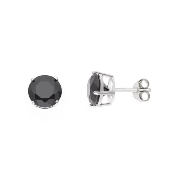 Örhängen - LOVA LOLA VAN DER KEEN - Svart Solitaire - 925 Sterling Silver - Syntetisk diamant - 8 mm