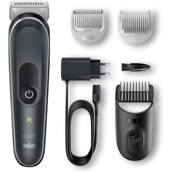 Braun Body Groomer 5 BG5340 Body Trimmer, med kam för känsligt område, grå/vit