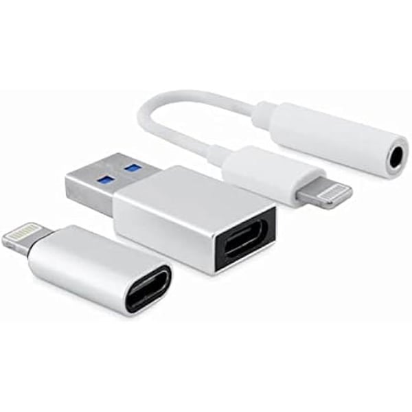 Kit för anslutning - CoolBox - COO-CKIT-APPL - Lightning till Jack 3,5 mm - USB-C - 7 cm