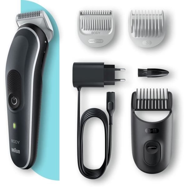 Braun Body Groomer 5 BG5340 Body Trimmer, med kam för känsligt område, grå/vit